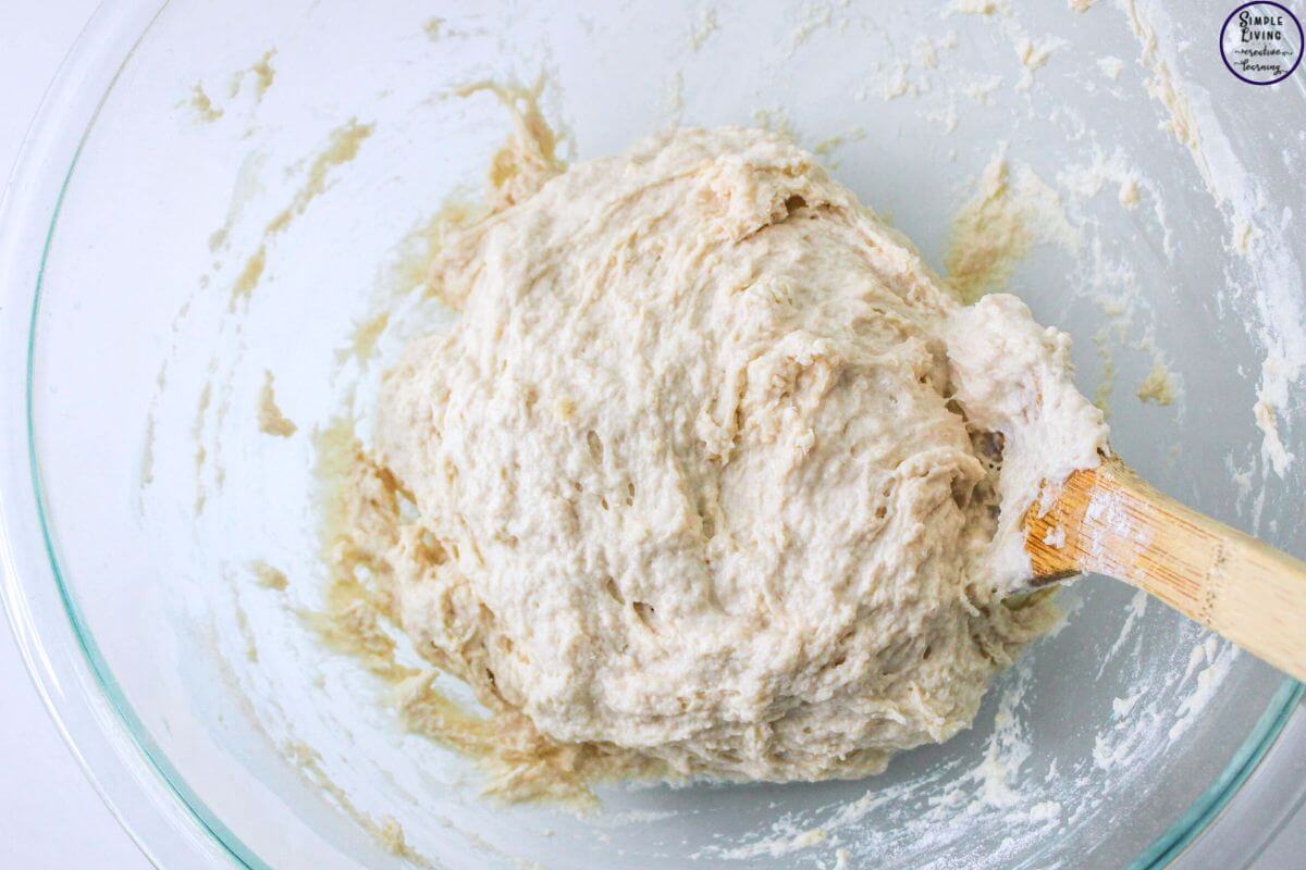 No-Knead Dutch Oven Bread mixing the dough