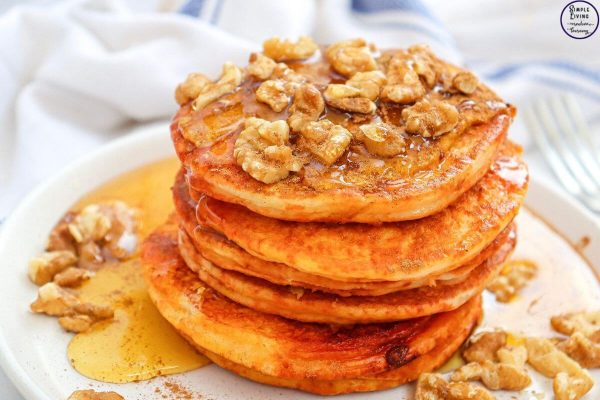 Pumpkin Pancakes serving pancakes