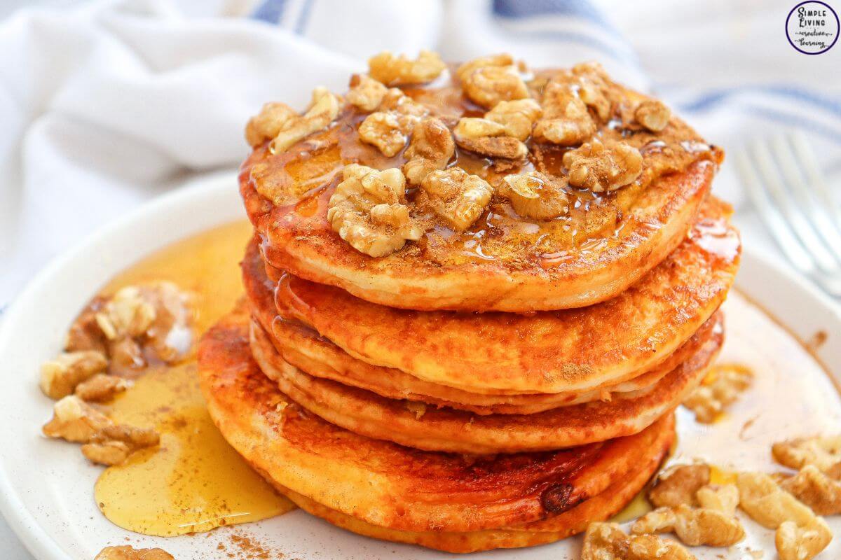 Pumpkin Pancakes serving pancakes