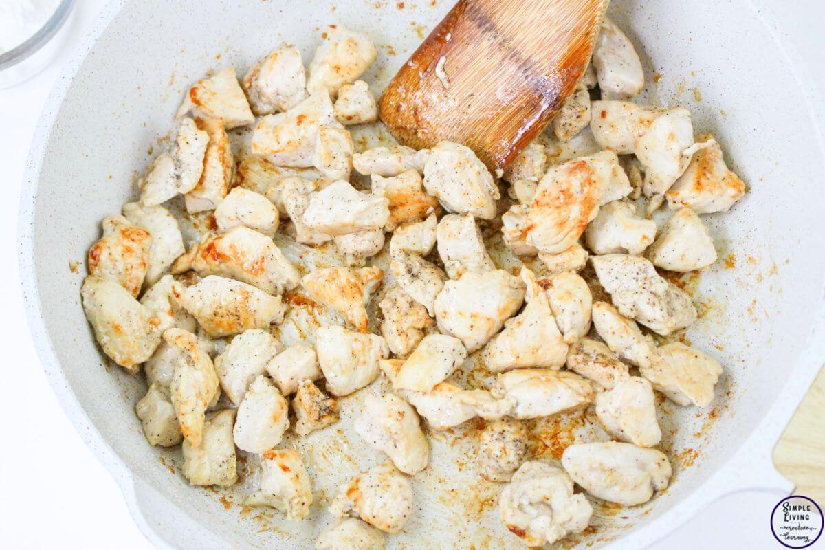 Chicken Macaroni and Cheese cooking the chicken