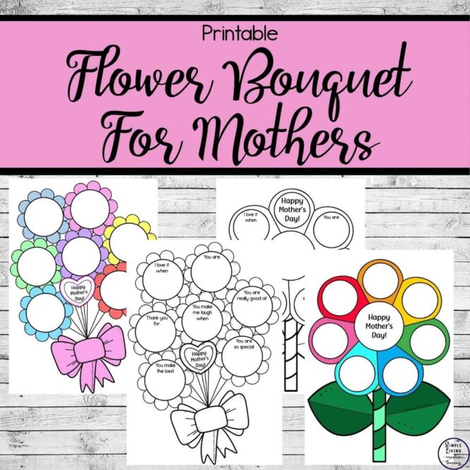 Printable Flower Bouquet For Mothers four pages