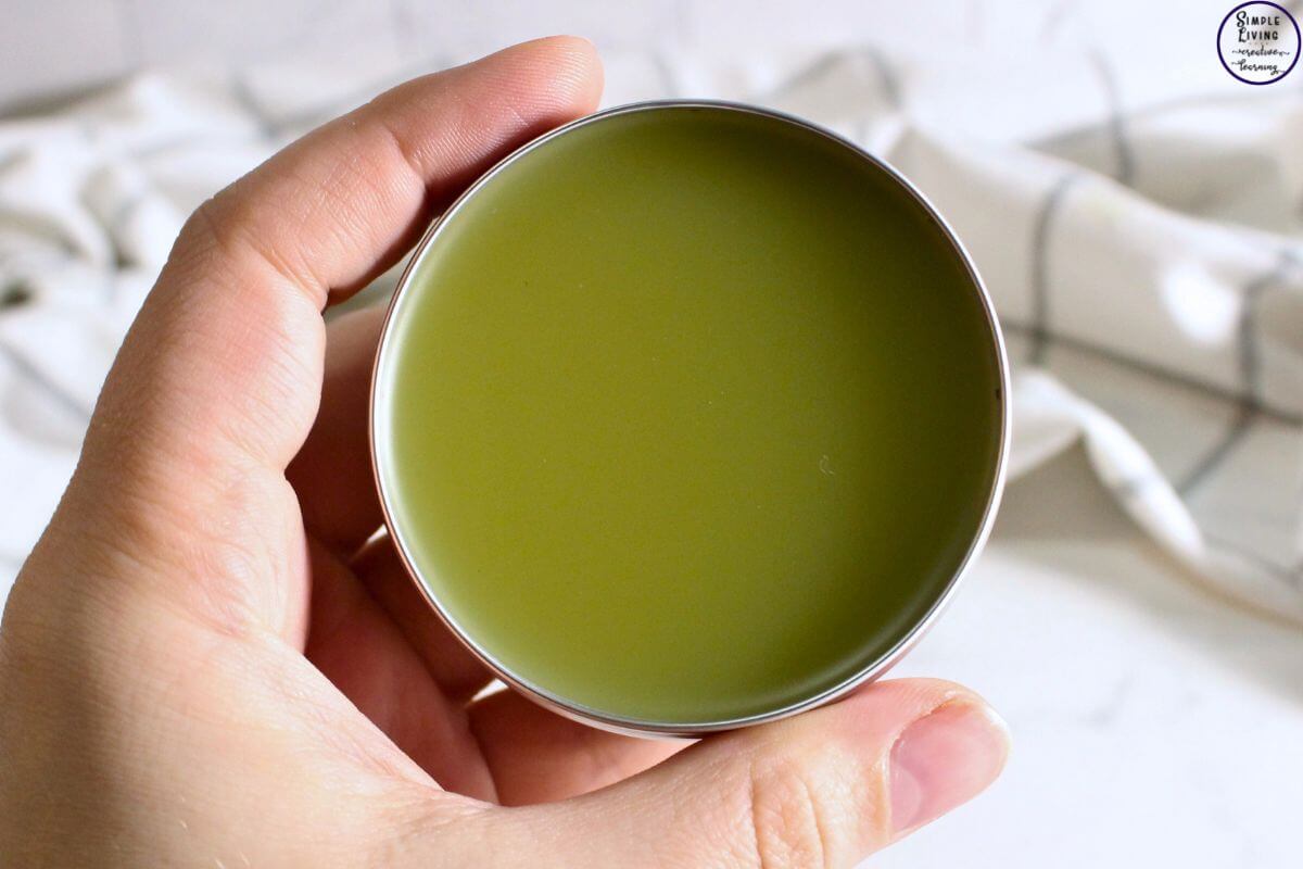 St. John's Wort Salve hand holding tin