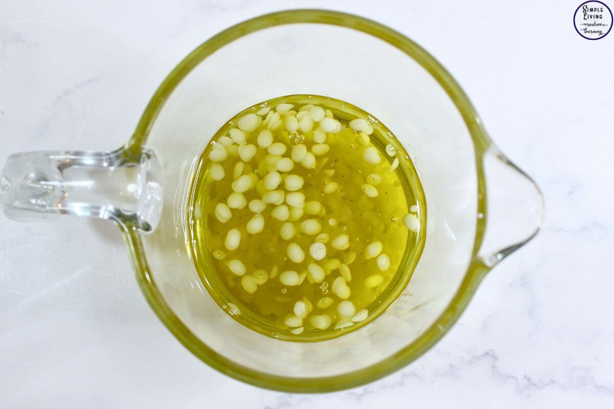 St. John's Wort Salve melting the beeswax with the infused oil