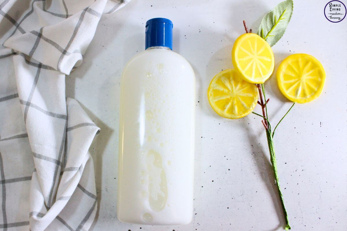 Homemade Toilet Cleaner Gel a bottle laying down