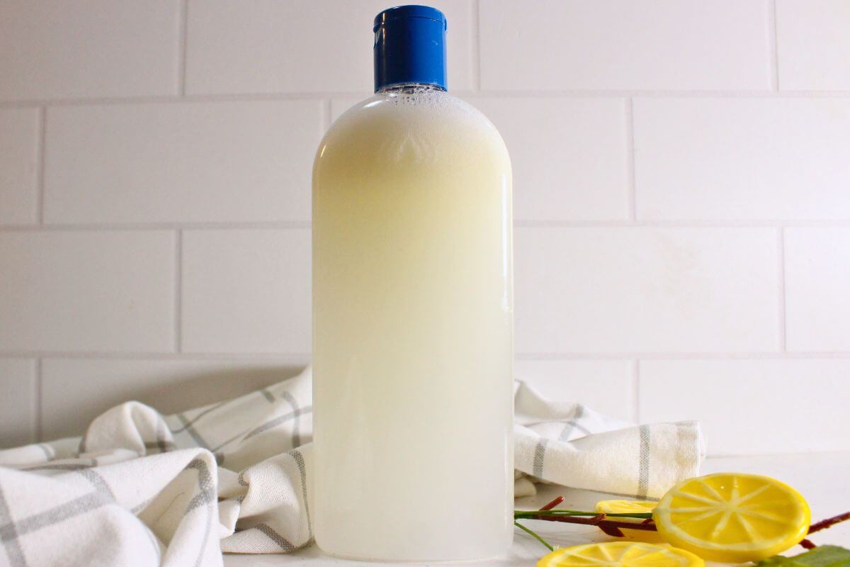 Homemade Toilet Cleaner Gel in a bottle ready to use