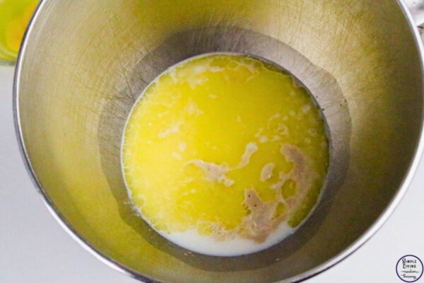 Whole Wheat Dinner Rolls adding melted butter