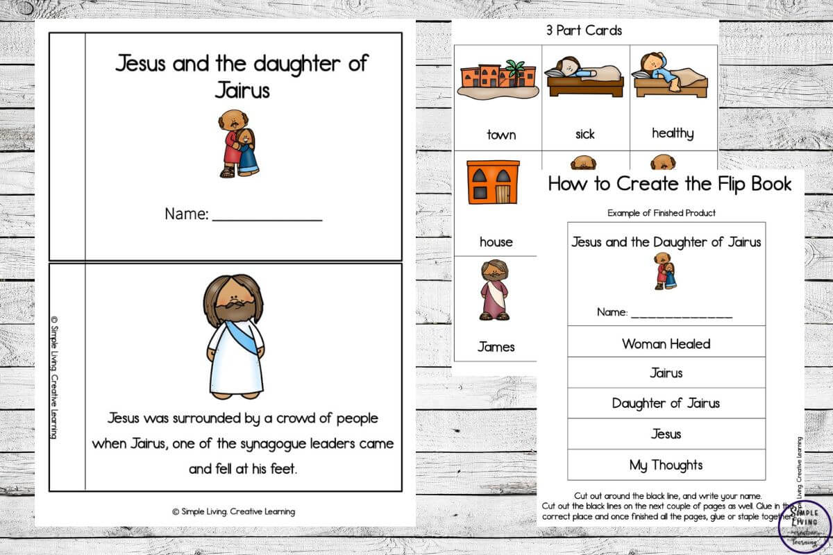 Jesus and the daughter of Jairus printables story pages
