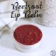 Homemade Beetroot Lip Balm in a tin