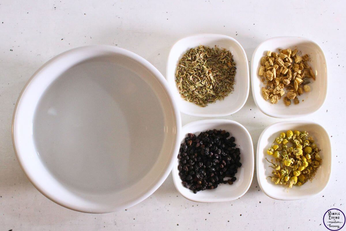 Homemade Cold and Flu Tea ingredients
