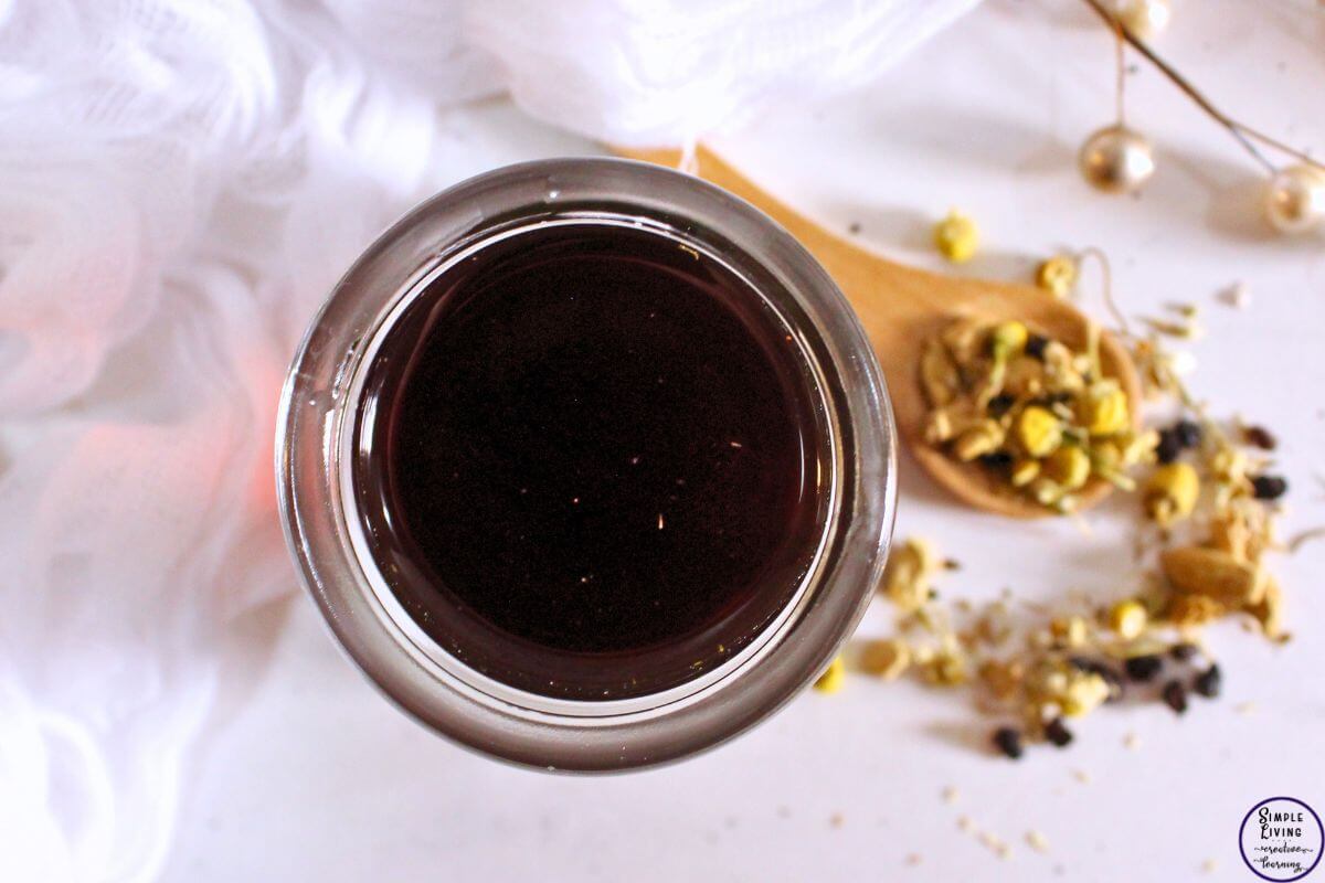 Homemade Cold and Flu Tea looking down on cup