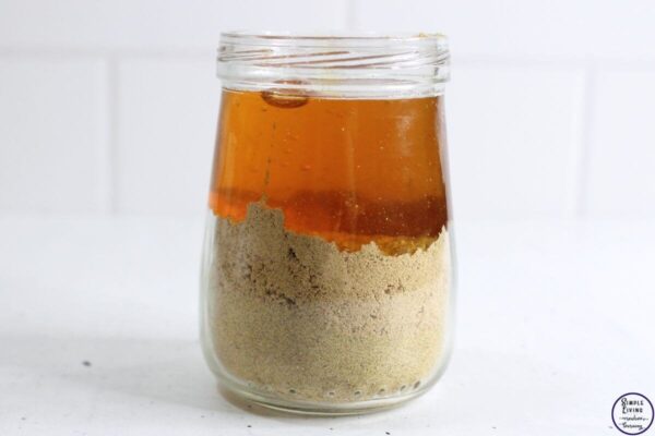 Chamomile Ginger Honey for Relieving Headaches adding honey