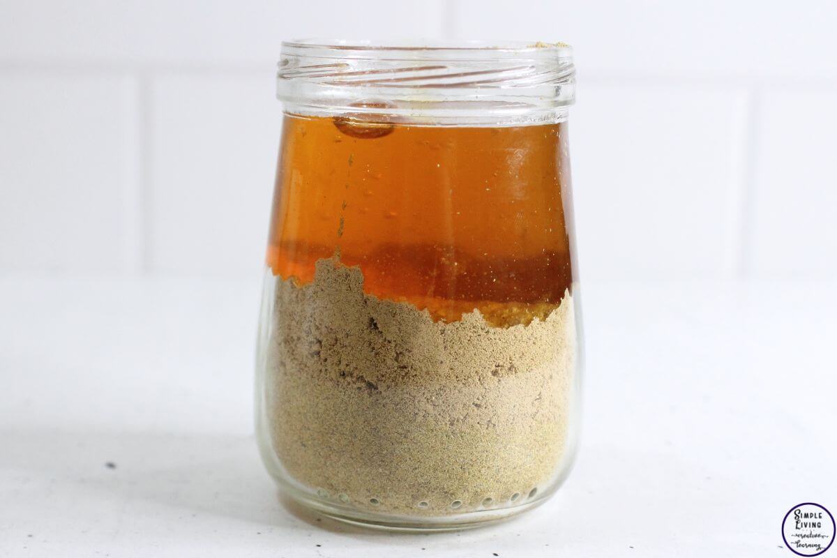 Chamomile Ginger Honey for Relieving Headaches adding honey