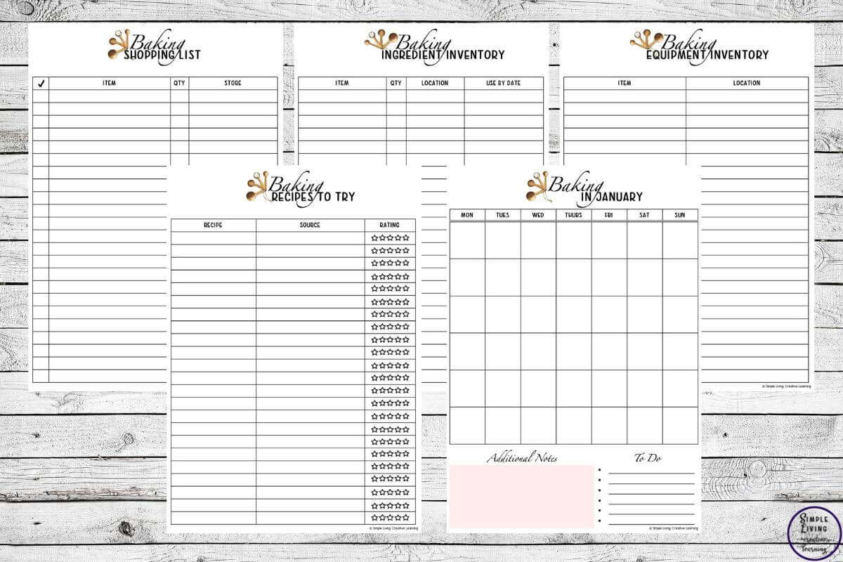 Let Bake a Baking Planner for the Home Baker five more pages