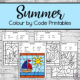 Summer Colour by Code Worksheets four pages