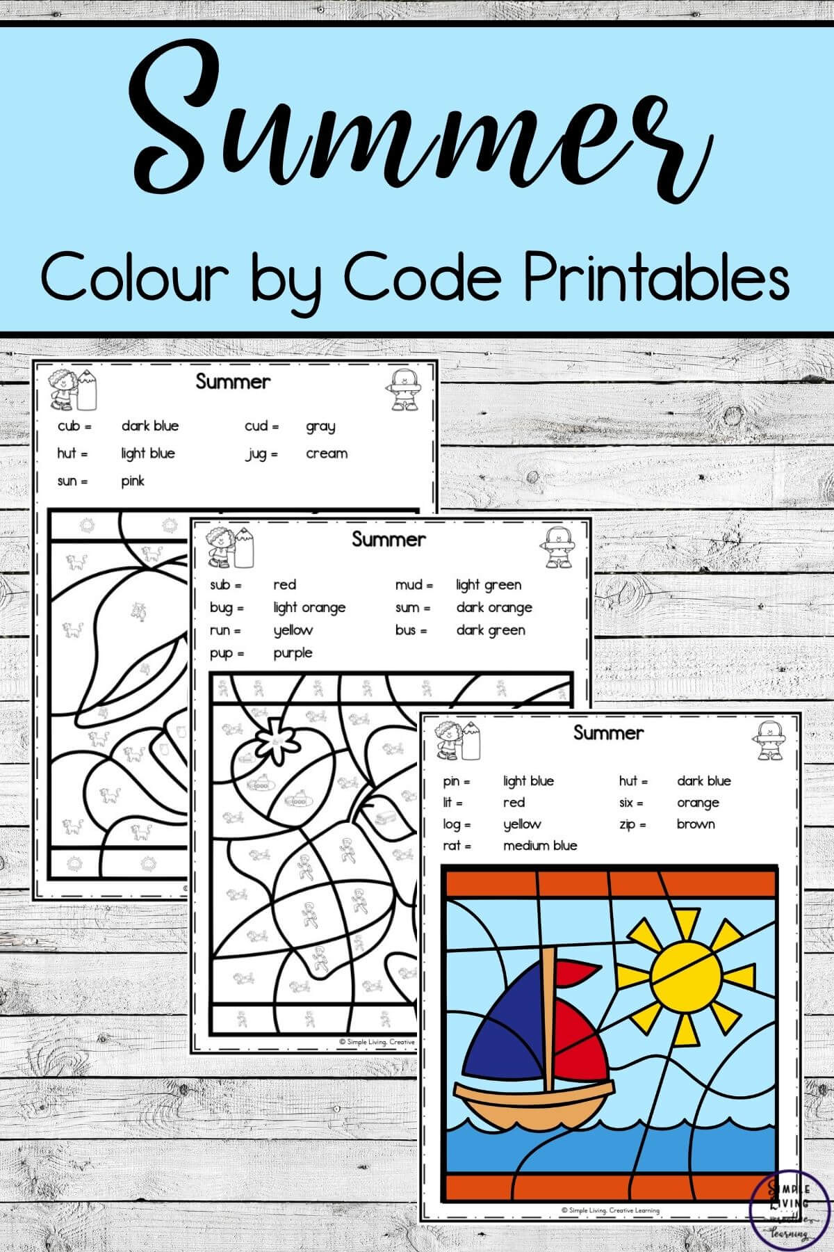 Summer Colour by Code Worksheets