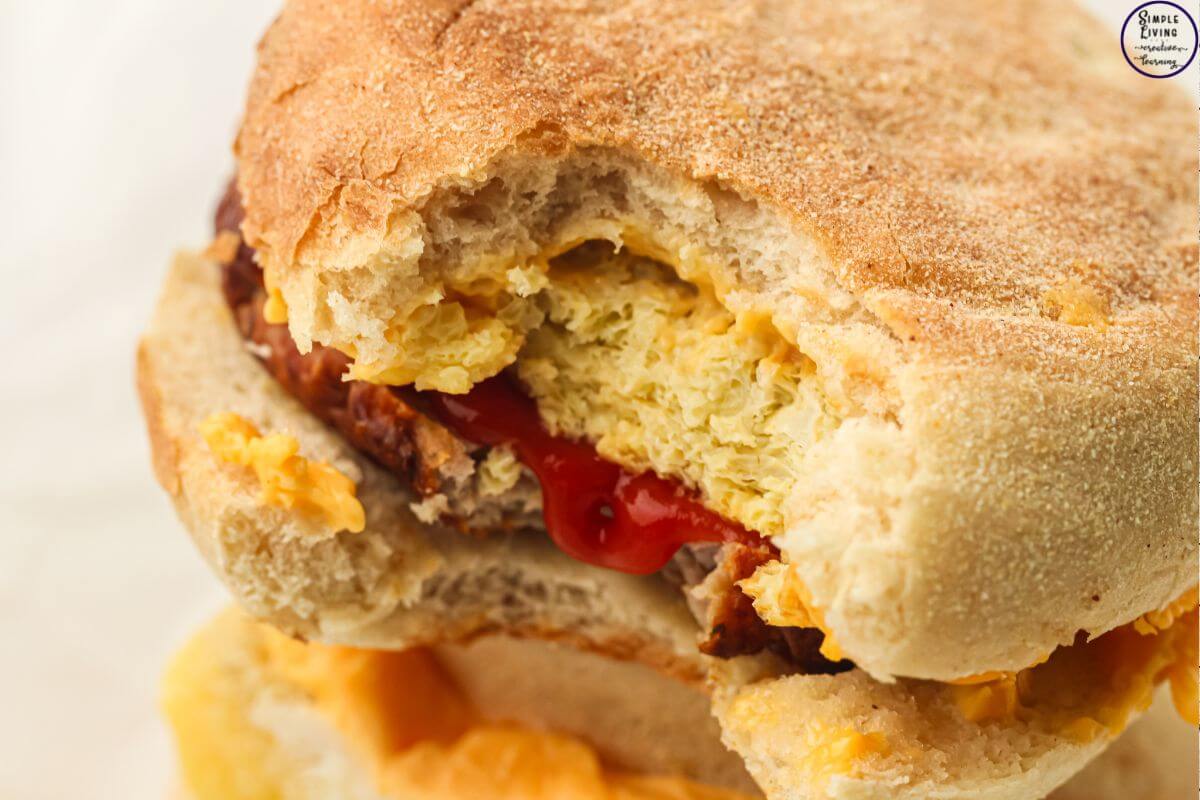 Freezer Friendly Sausage and Egg Muffin up close