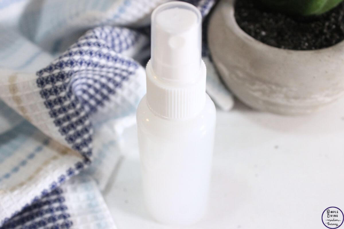 Homemade Anti Itch Spray in a bottle, looking down from above