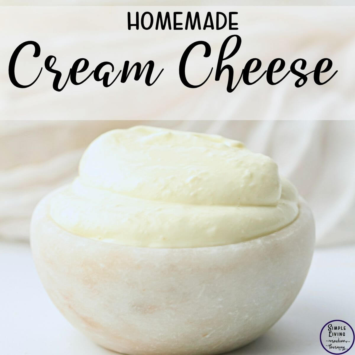 Homemade Cream Cheese Recipe in a bowl