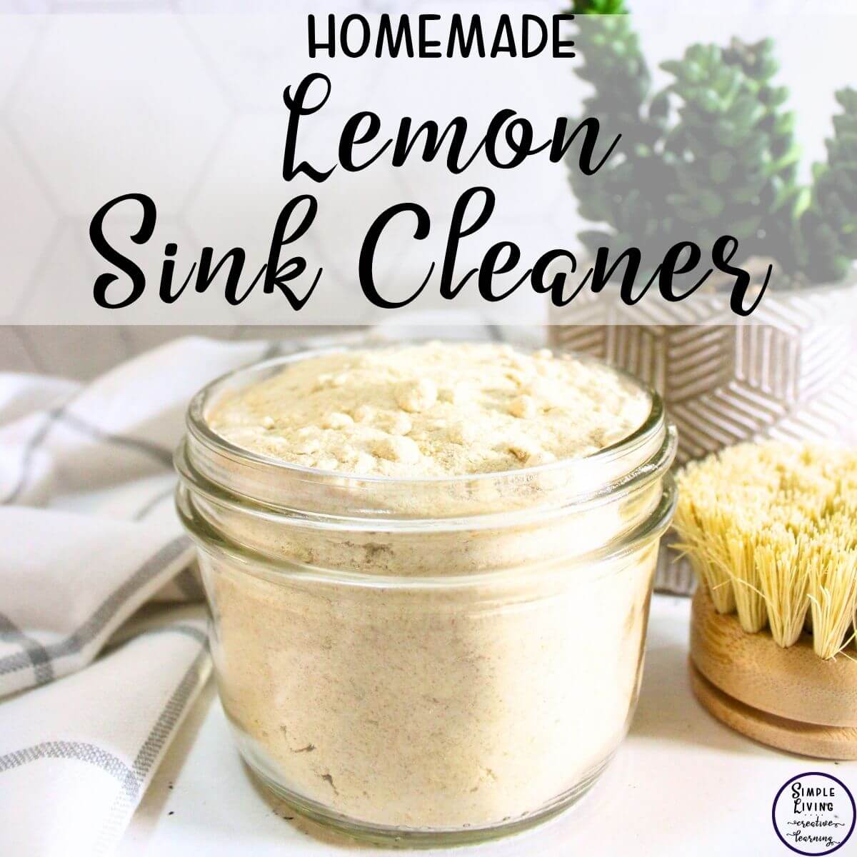 Homemade Lemon Sink Cleaner in a glass jar
