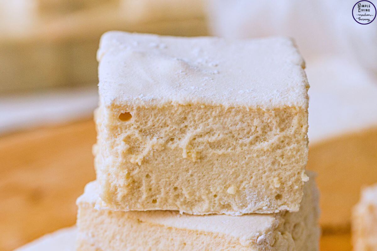 Homemade Vanilla Marshmallows in a stack