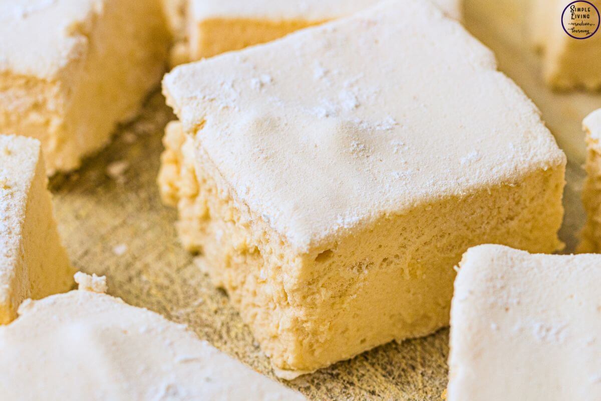 Homemade Vanilla Marshmallows looking down from above