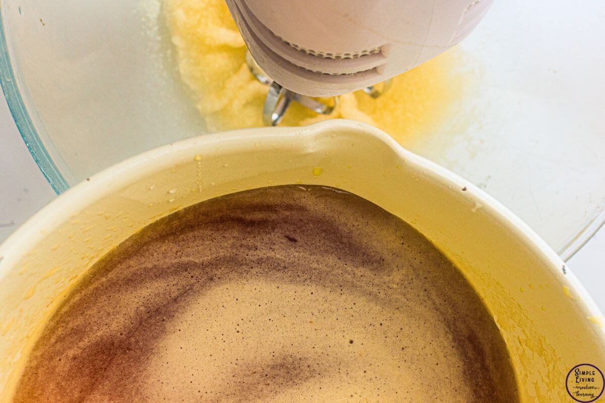 Homemade Vanilla Marshmallows adding honey mixture