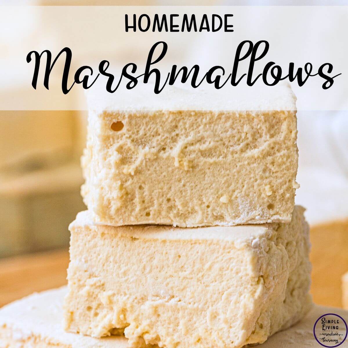 Homemade Vanilla Marshmallows on a plate