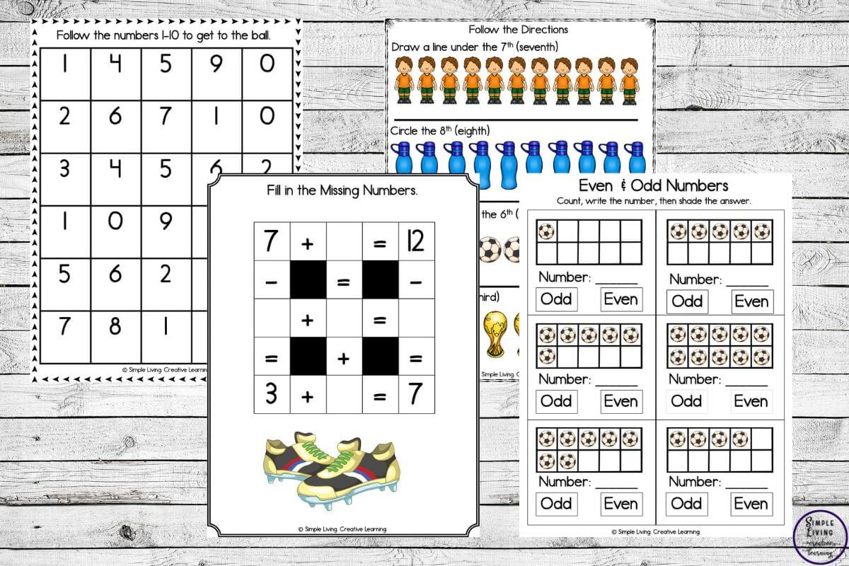 Soccer Printables Math Pages