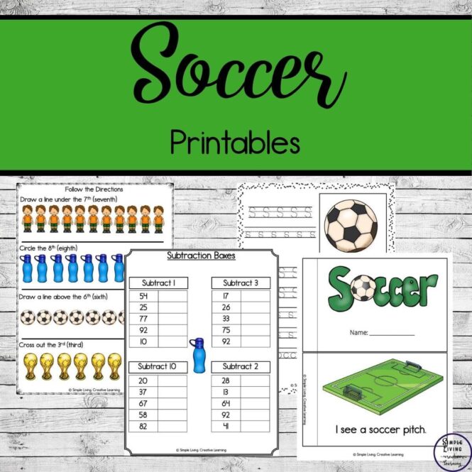 Soccer Printables 4 colour pages