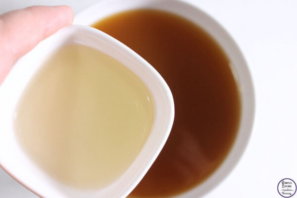 Herbal Garden Pest Spray strained and adding the Castile soap