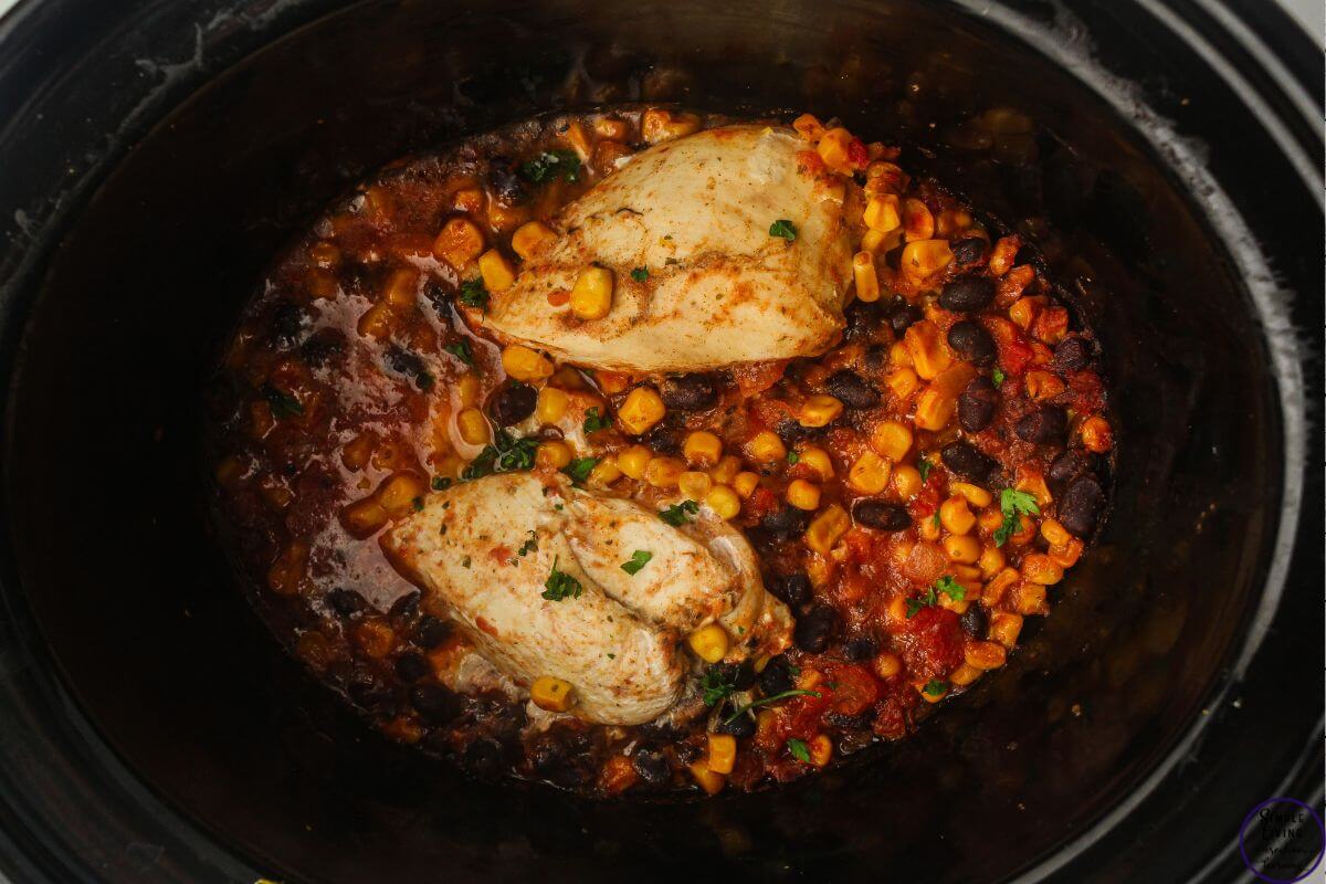 Slow Cooker Salsa Chicken {Dump & Go Freezer Meal} cooking