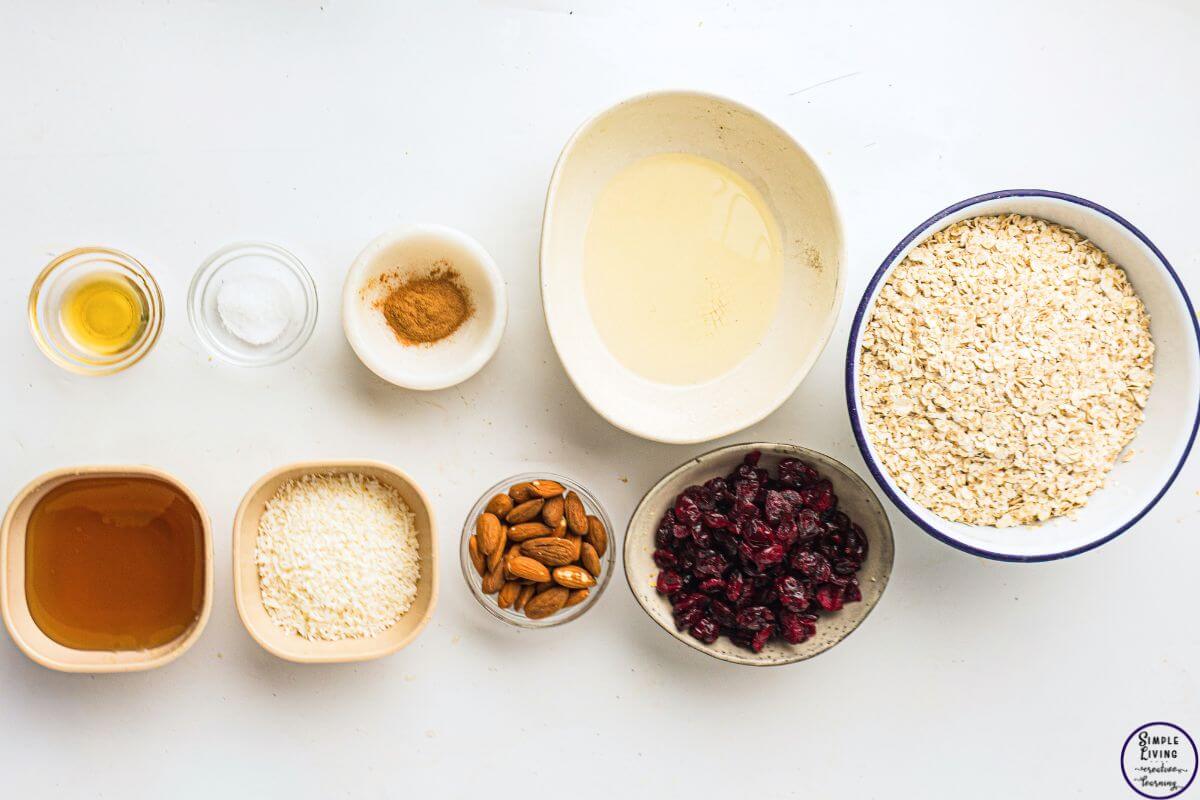 Homemade Granola Recipe ingredients