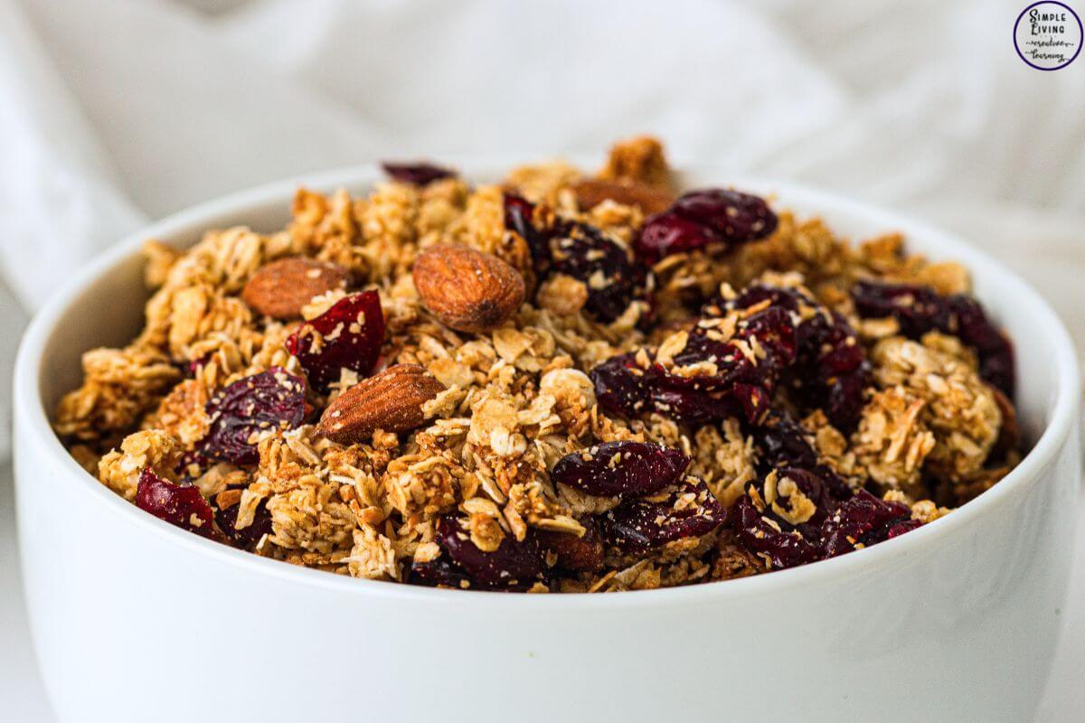Homemade Granola Recipe in a white bowl