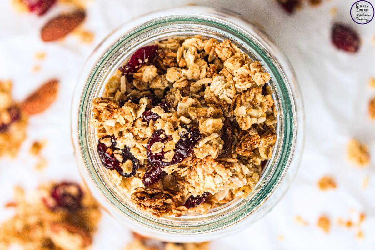 Homemade Granola Recipe in a glass jar