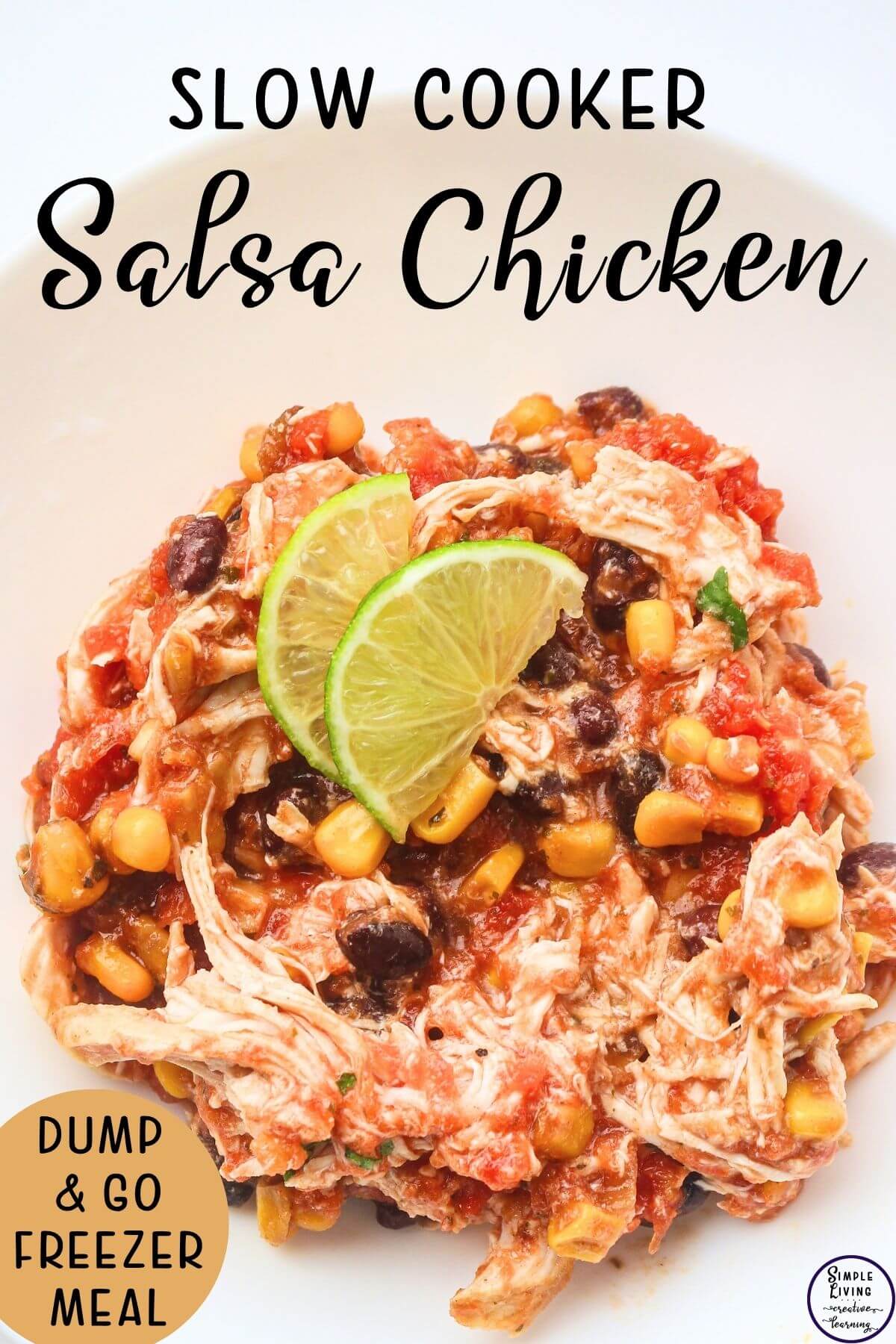 Slow Cooker Salsa Chicken {Dump & Go Freezer Meal}