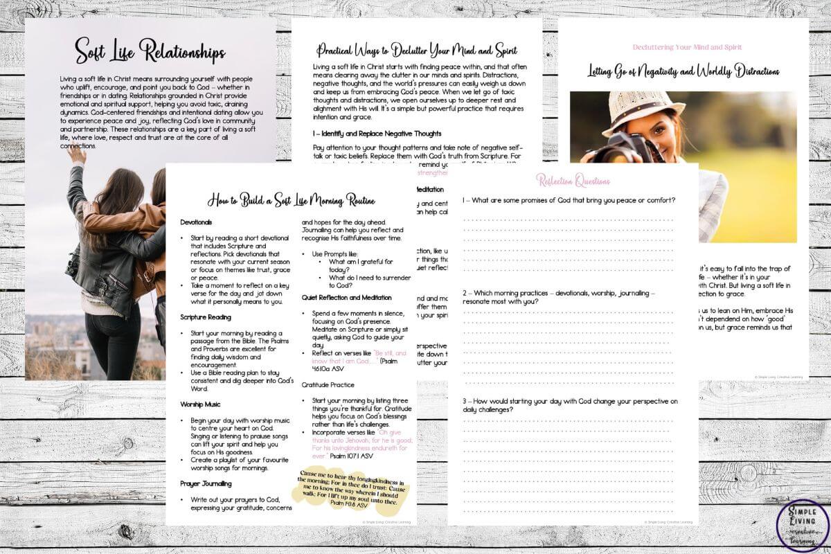 A Woman's Guide to Living A Soft Life in Christ five internal pages