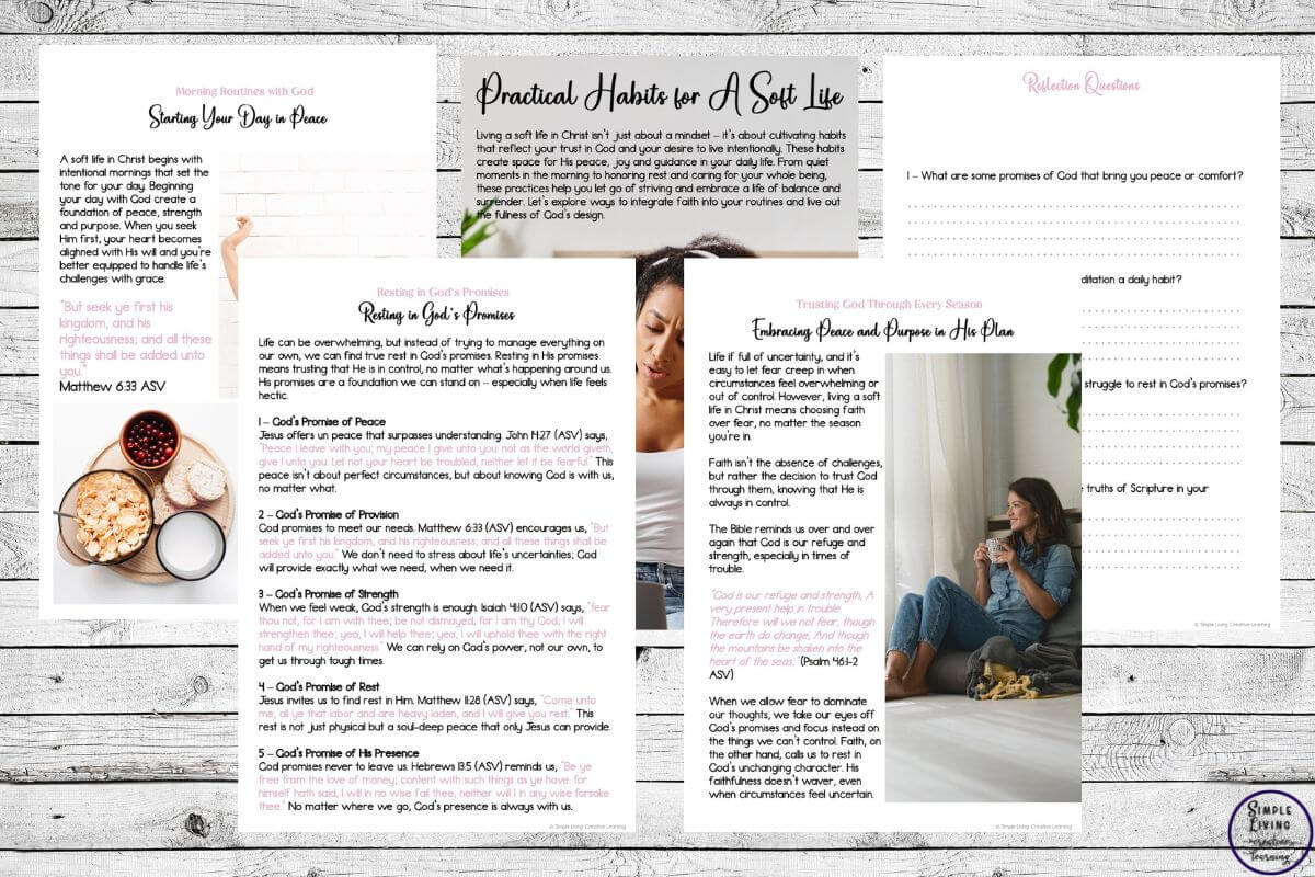 A Woman's Guide to Living A Soft Life in Christ five different internal pages