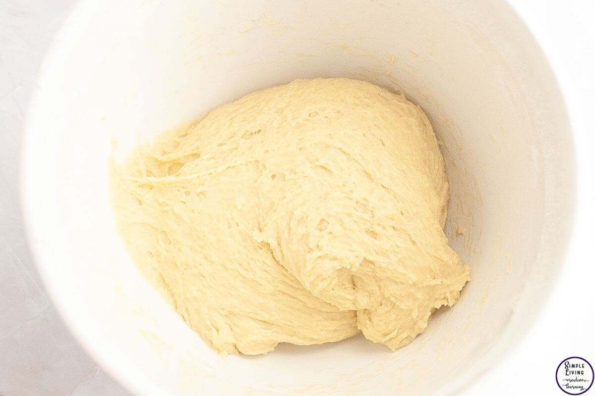 Overnight Sourdough Cinnamon Rolls Recipe mixed, ready to rest of the night