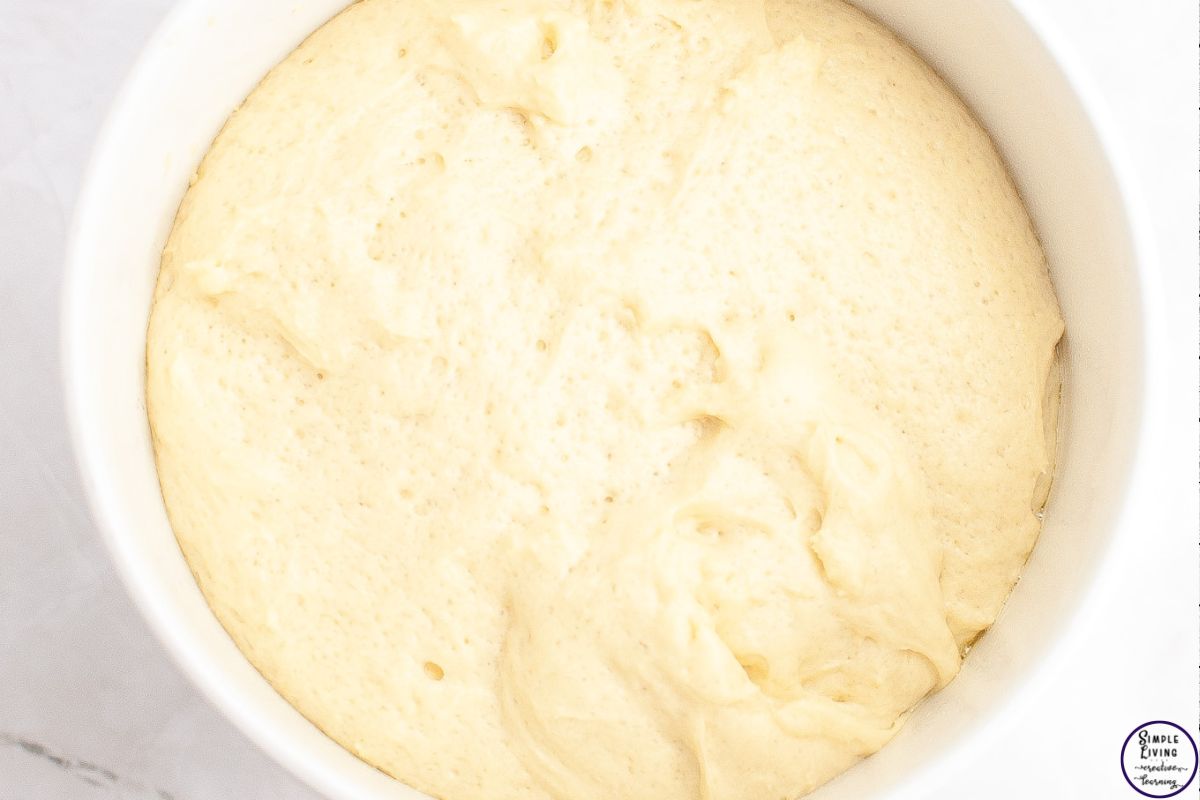 Overnight Sourdough Cinnamon Rolls Recipe dough in the morning