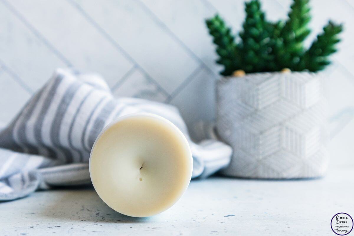 Homemade Tallow Deodorant Stick laying on its side