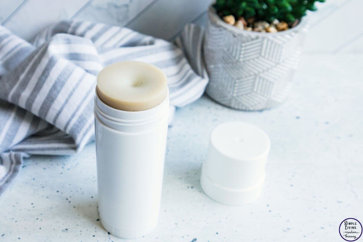 Homemade Tallow Deodorant Stick looking down on stick