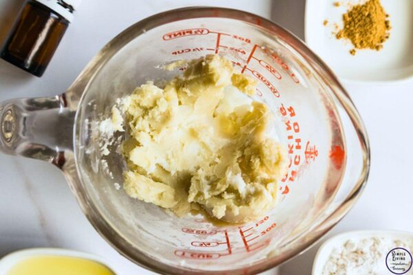 Homemade Tallow Deodorant Stick melting the tallow, beeswax