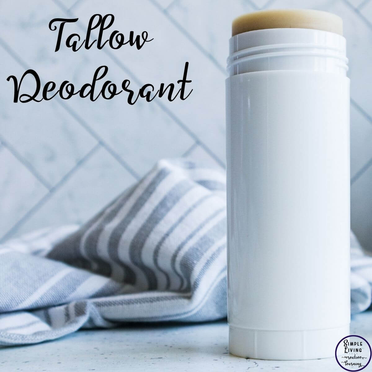 Homemade Tallow Deodorant Stick in a white tube