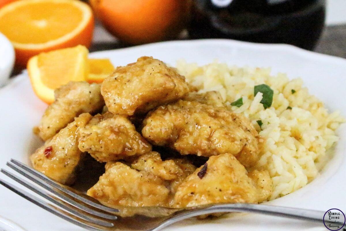 Orange Chicken Recipe on a white plate