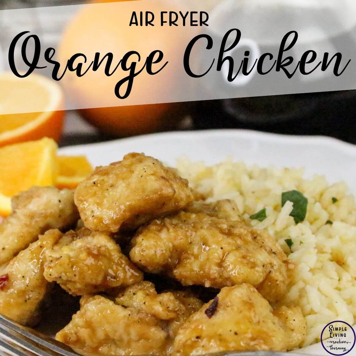 Orange Chicken Recipe in a white bowl
