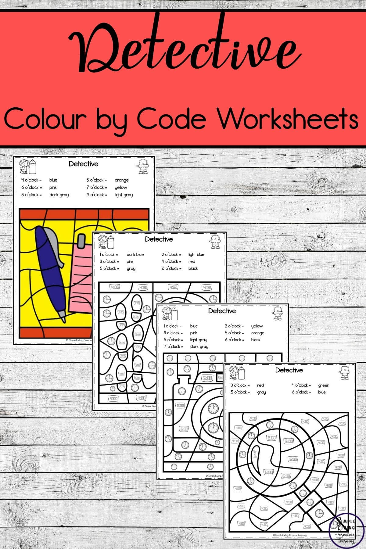 Detective Colour By Code Worksheets