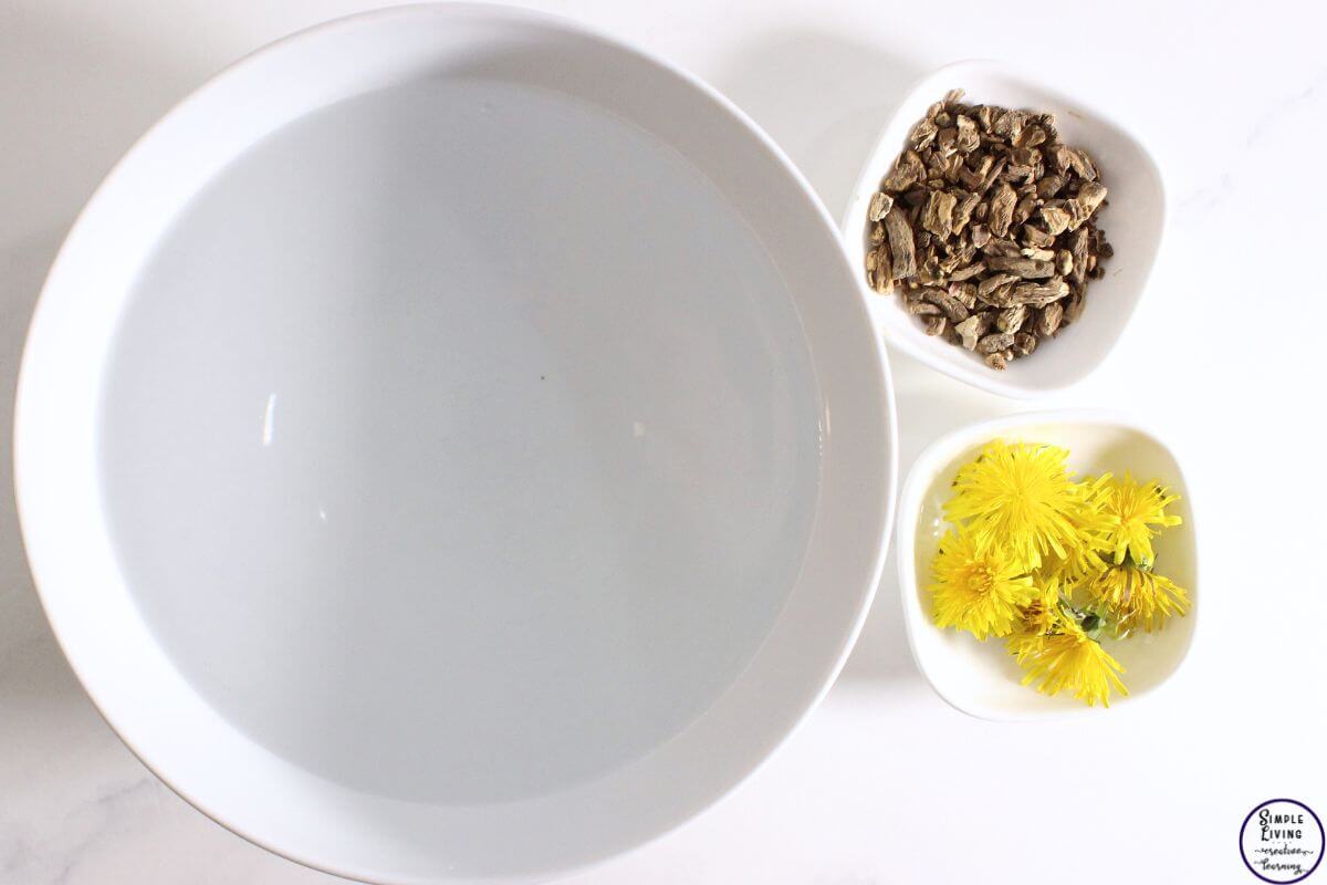 Homemade Dandelion Tea ingredients