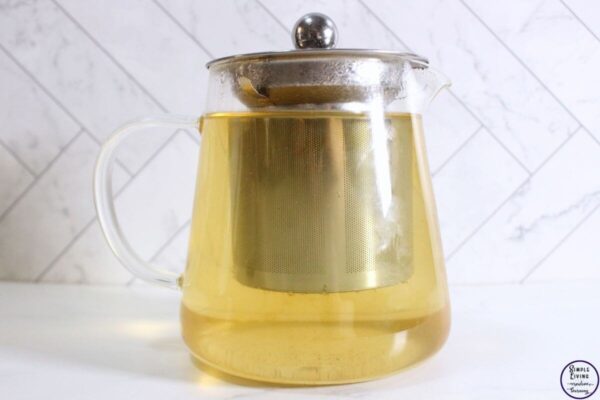 Homemade Dandelion Tea steeping the tea