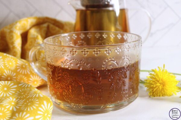 Homemade Dandelion Tea ready to drink
