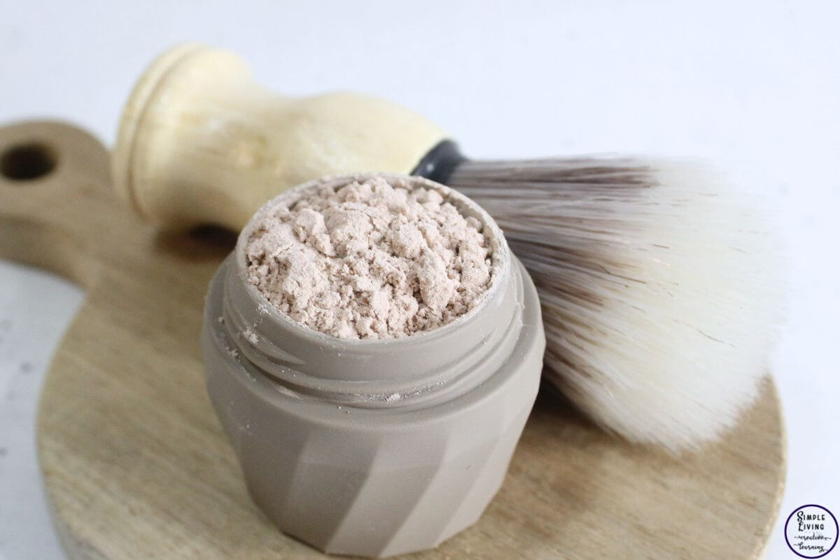 Homemade Dry Shampoo Recipes looking down on jar